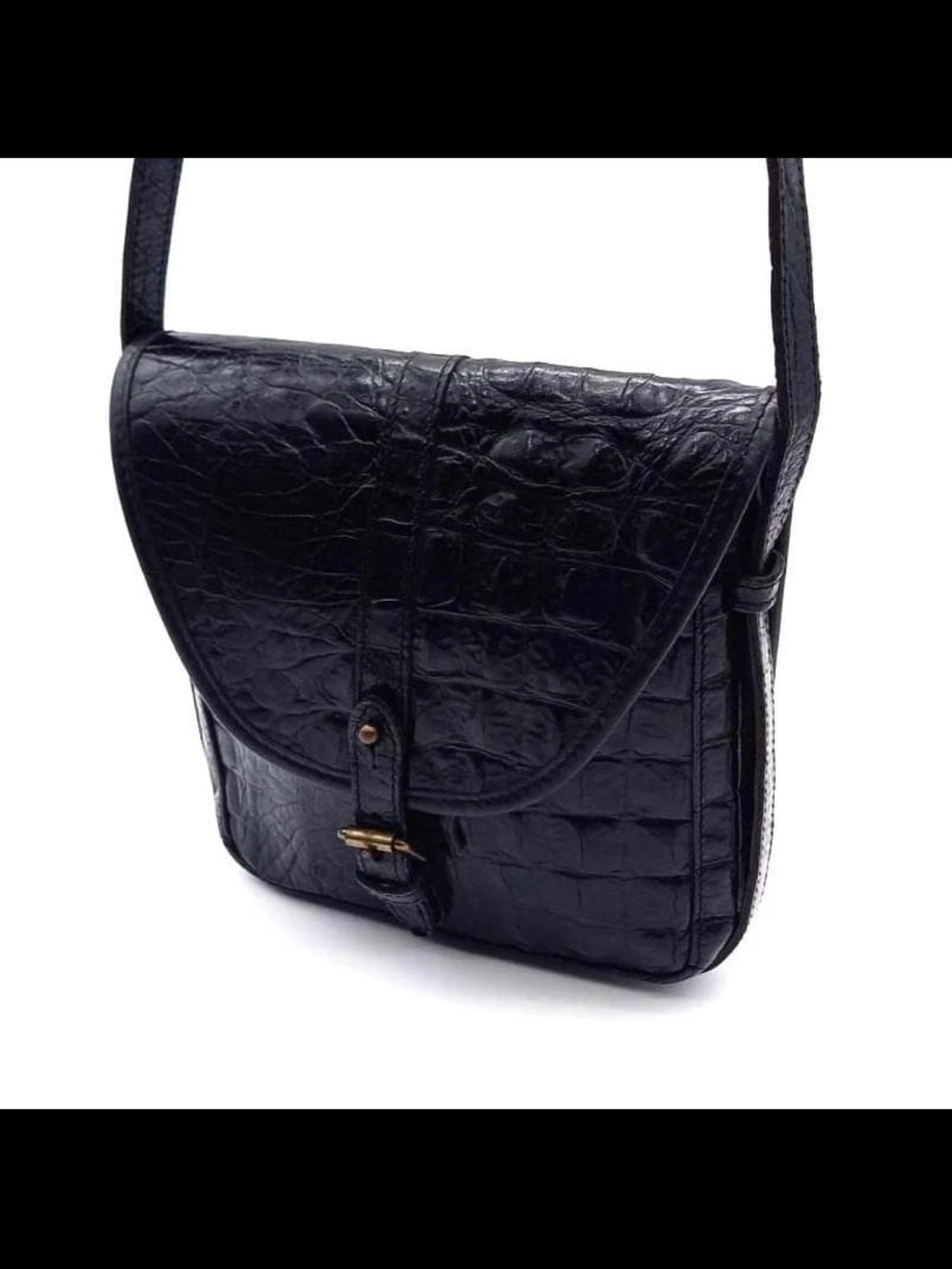 Mulberry Black Croc-Embossed Leather Crossbody Bag